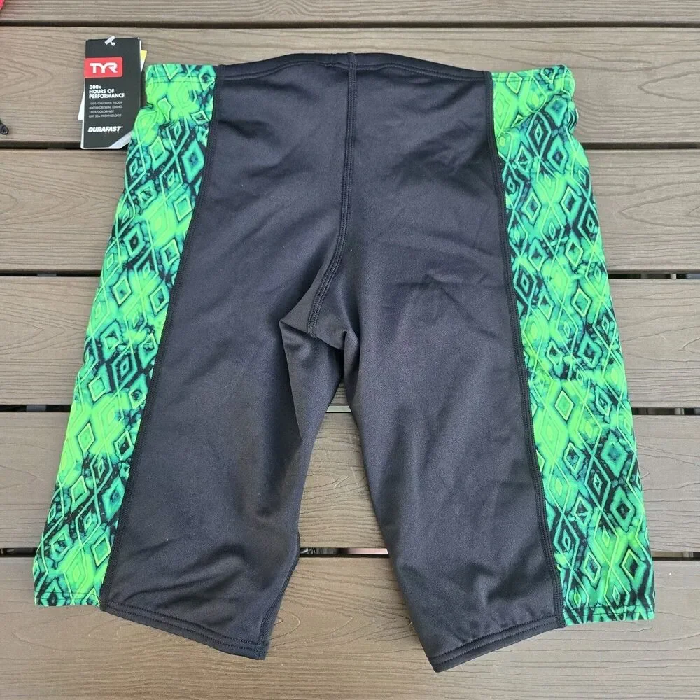 TYR  Durafast Elite Glacial Hero Mens Jammer Green/black Swimwear  SZ 32 NWT